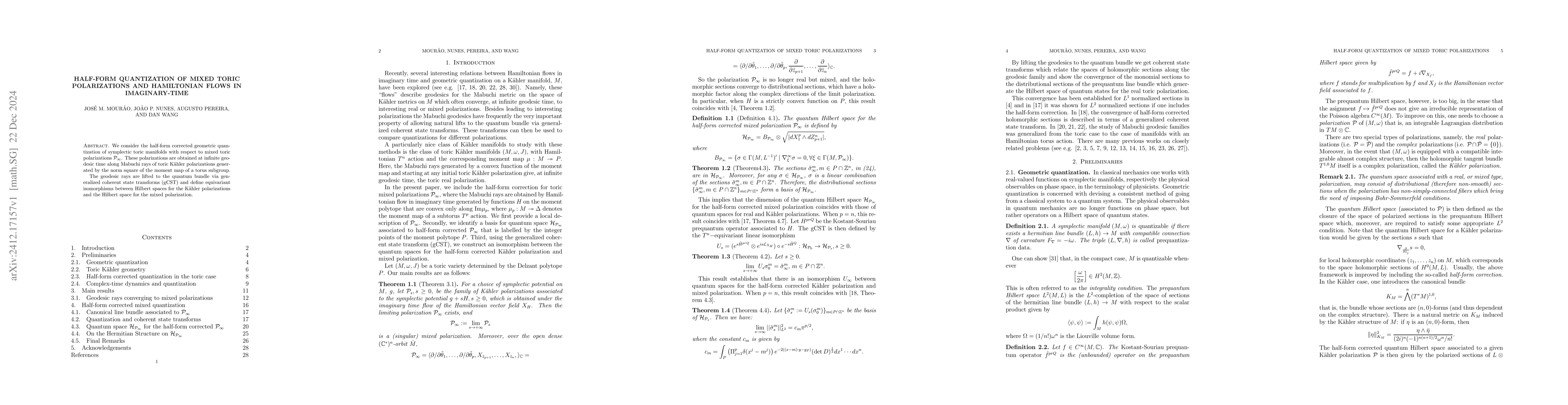 Thumbnail for Half-form quantization of mixed toric polarizations and Hamiltonian
  flows in imaginary-time