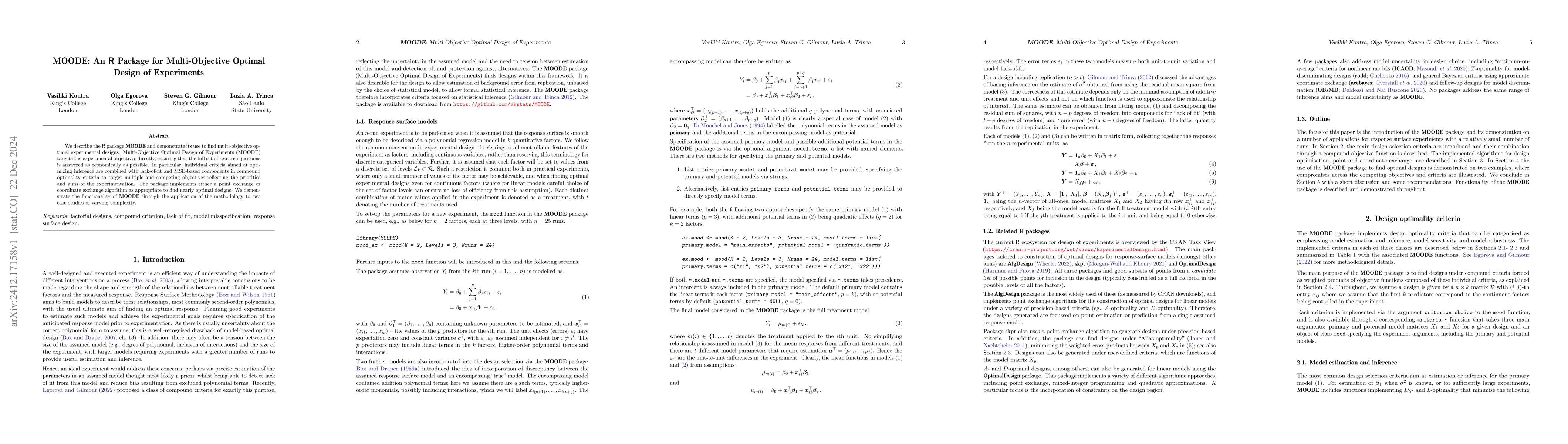 Thumbnail for MOODE: An R Package for Multi-Objective Optimal Design of Experiments