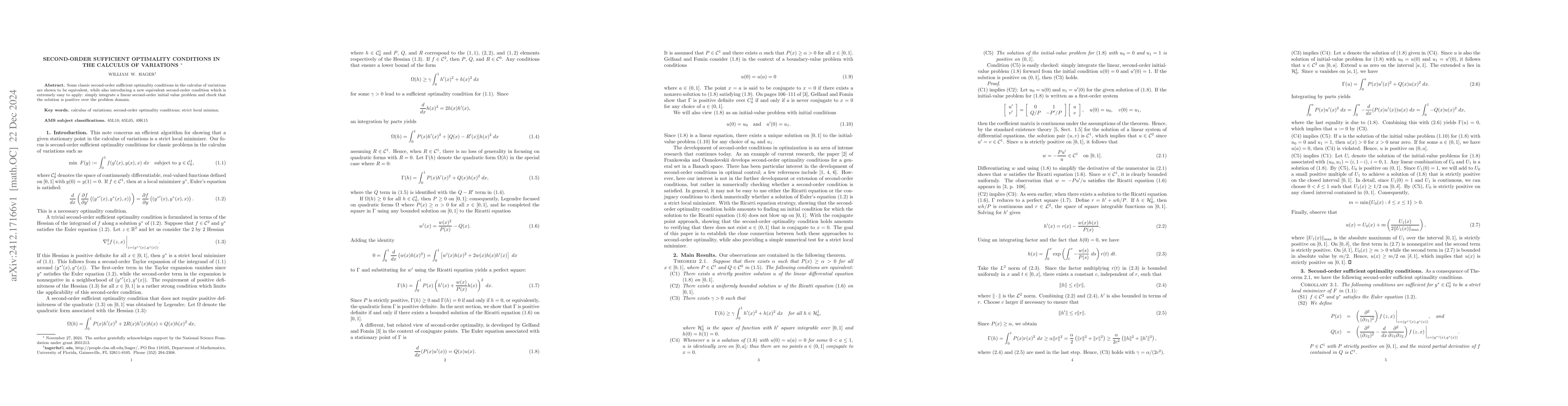 Thumbnail for Second-order sufficient optimality conditions in the calculus of
  variations