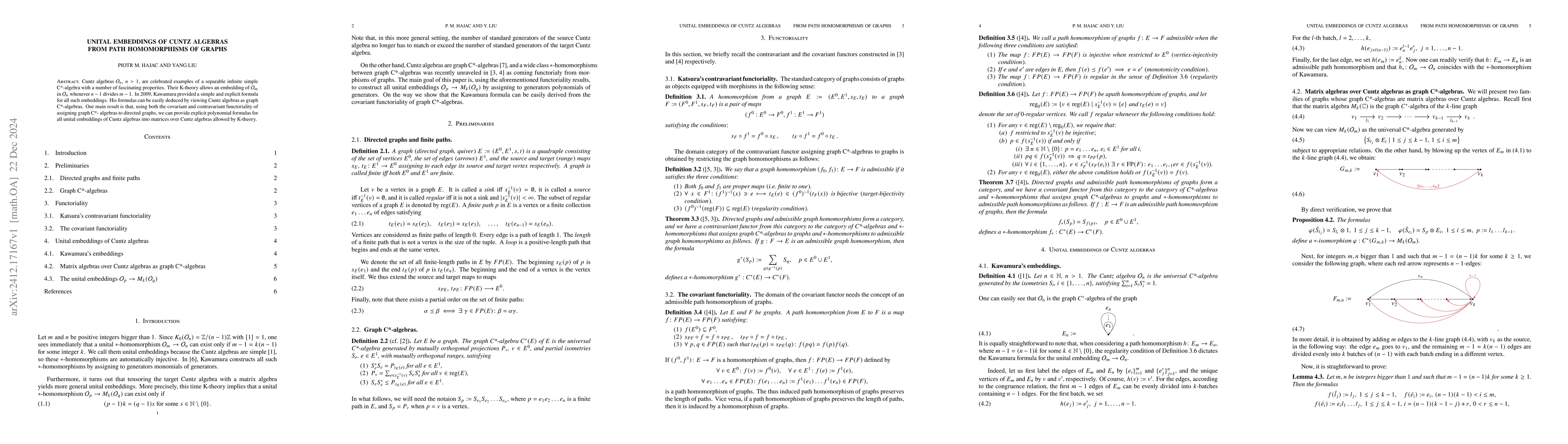 Thumbnail for Unital embeddings of Cuntz algebras from path homomorphisms of graphs