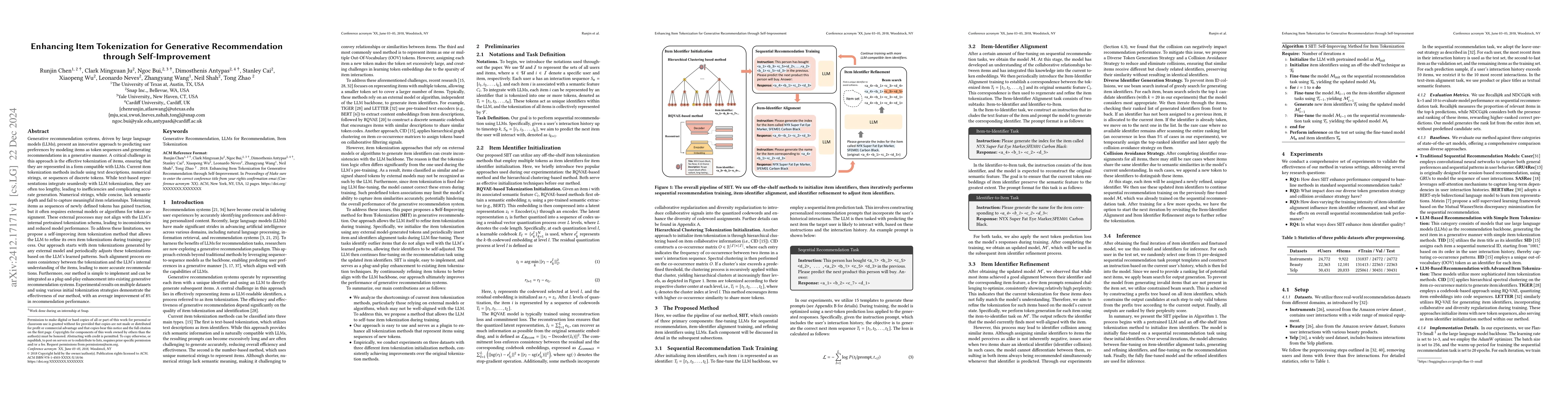 Thumbnail for Enhancing Item Tokenization for Generative Recommendation through
  Self-Improvement