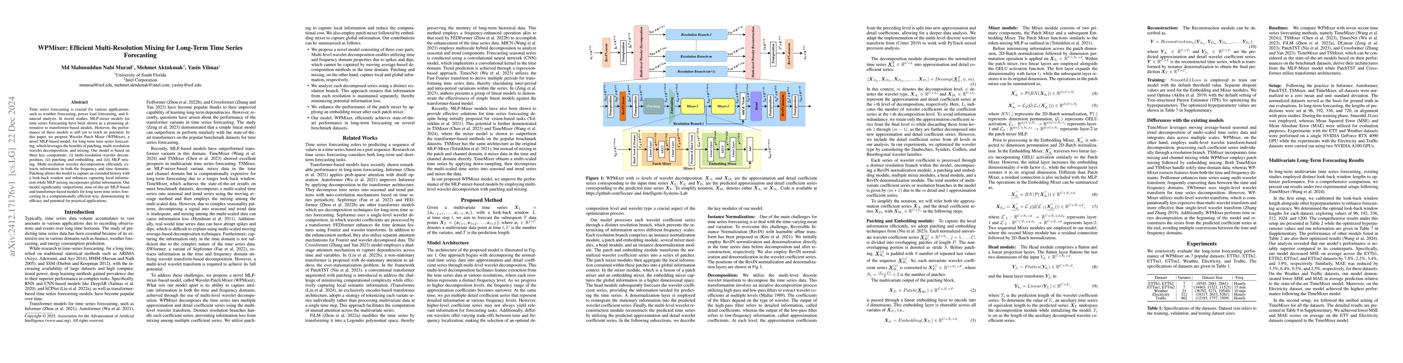 Thumbnail for WPMixer: Efficient Multi-Resolution Mixing for Long-Term Time Series
  Forecasting