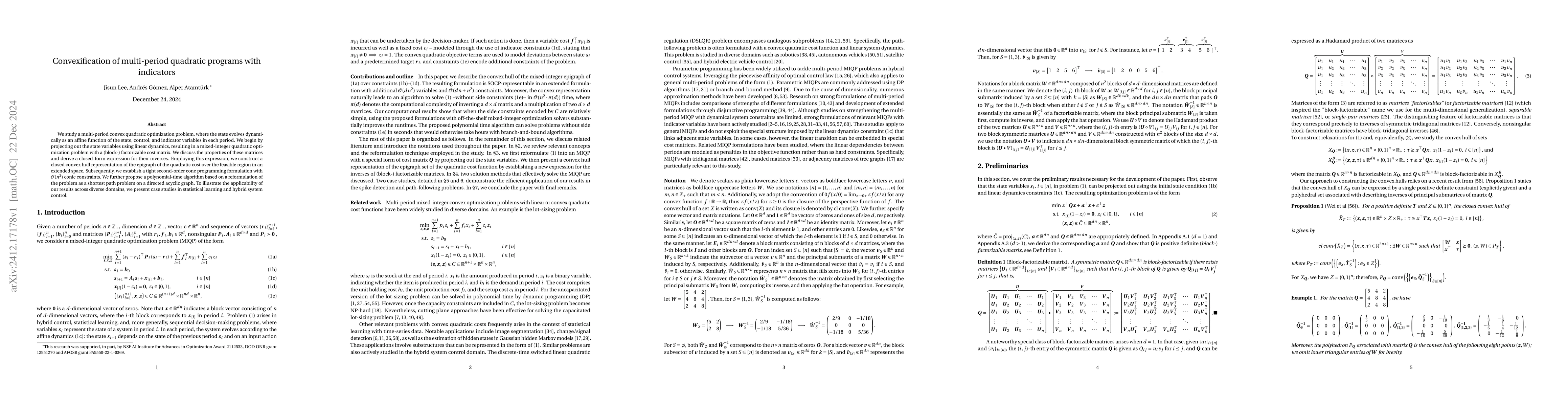 Thumbnail for Convexification of Multi-period Quadratic Programs with Indicators