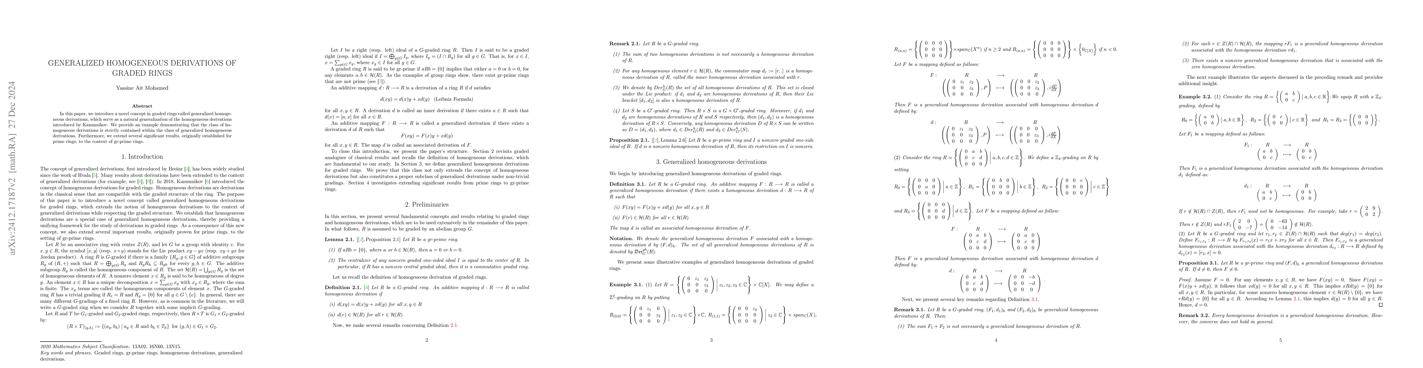 Thumbnail for Generalized Homogeneous Derivations of Graded Rings