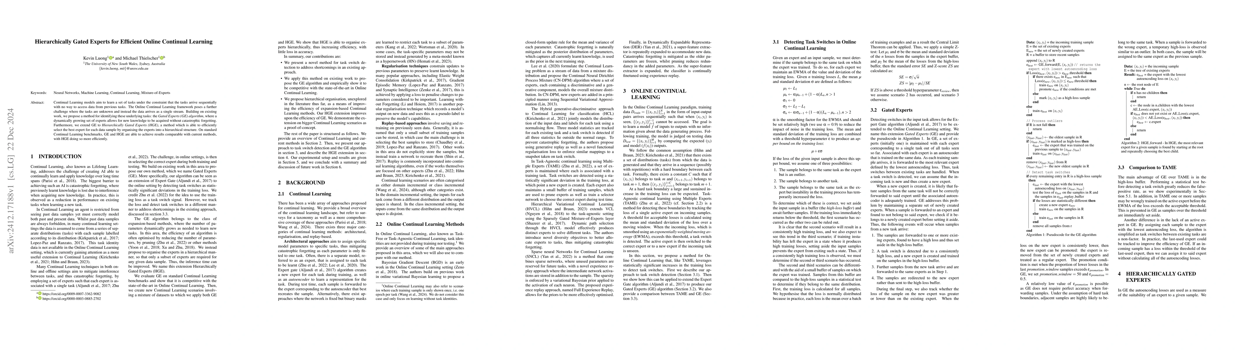 Thumbnail for Hierarchically Gated Experts for Efficient Online Continual Learning