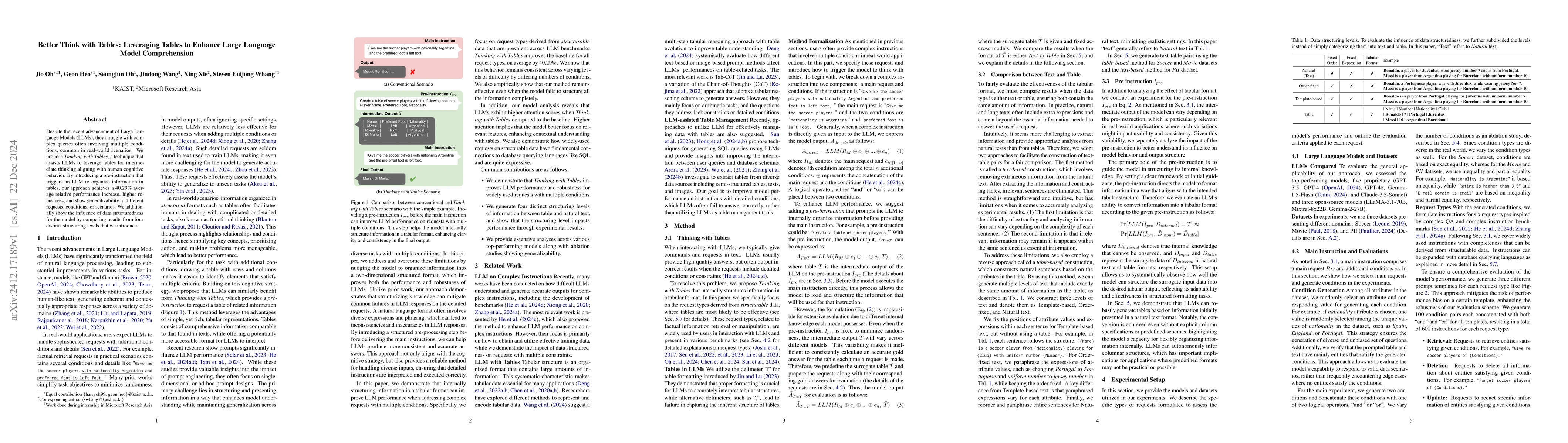 Thumbnail for Better Think with Tables: Leveraging Tables to Enhance Large Language
  Model Comprehension