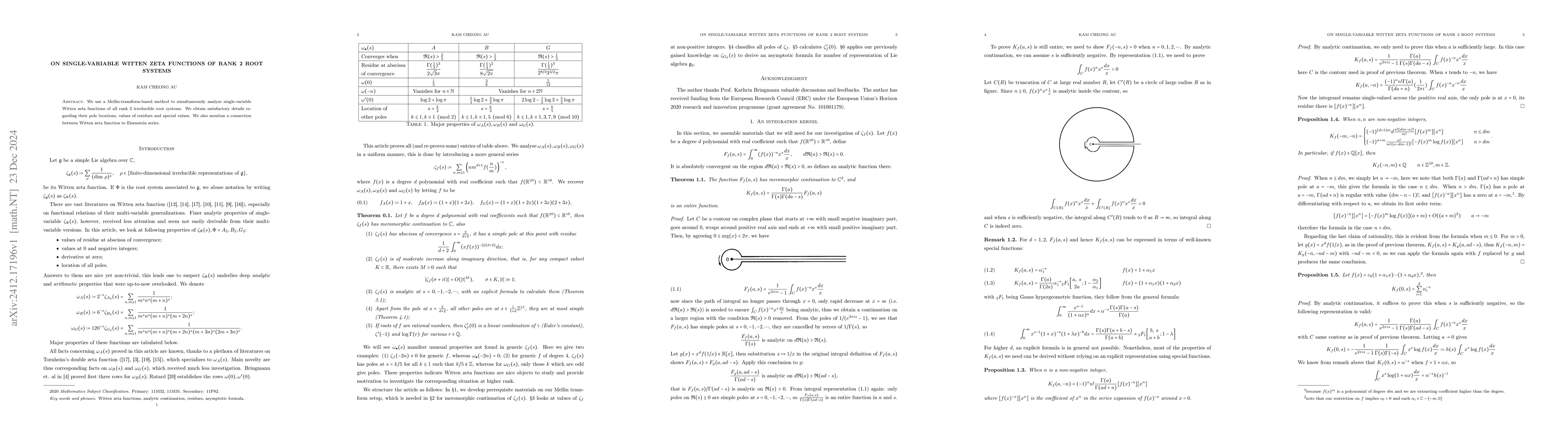 Thumbnail for On single-variable Witten zeta functions of rank 2 root systems