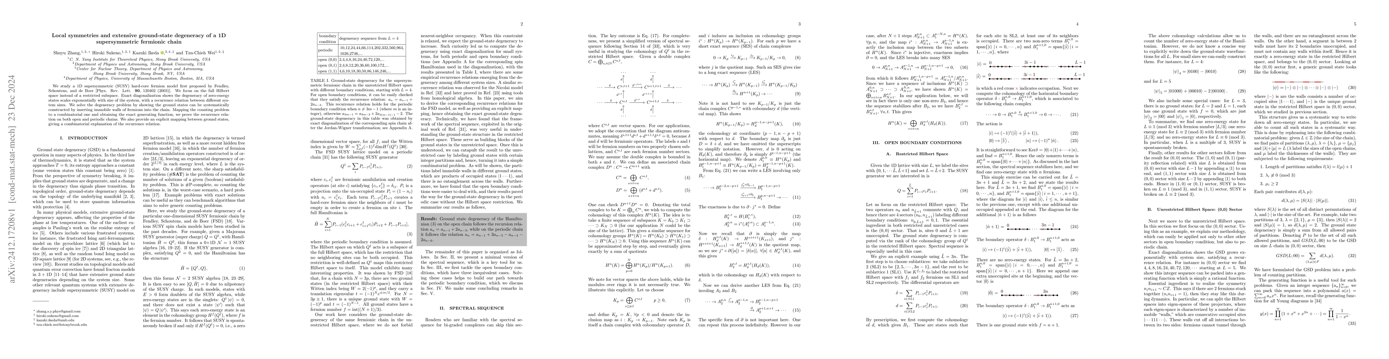 Thumbnail for Local symmetries and extensive ground-state degeneracy of a 1D
  supersymmetric fermionic chain