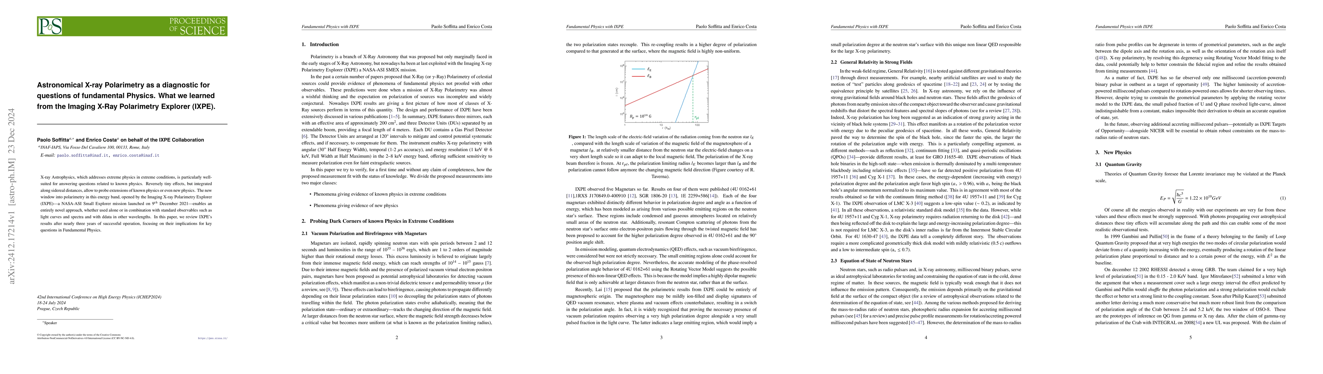 Thumbnail for Astronomical X-ray Polarimetry as a diagnostic for questions of
  fundamental Physics. What we learned from the Imaging X-Ray Polarimetry
  Explorer (IXPE)