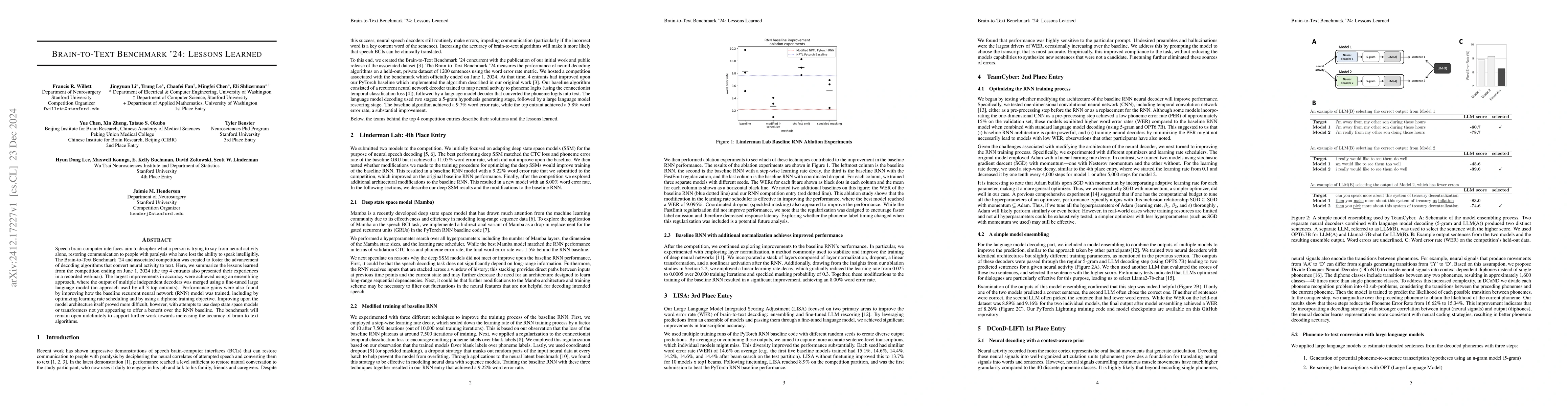 Thumbnail for Brain-to-Text Benchmark '24: Lessons Learned