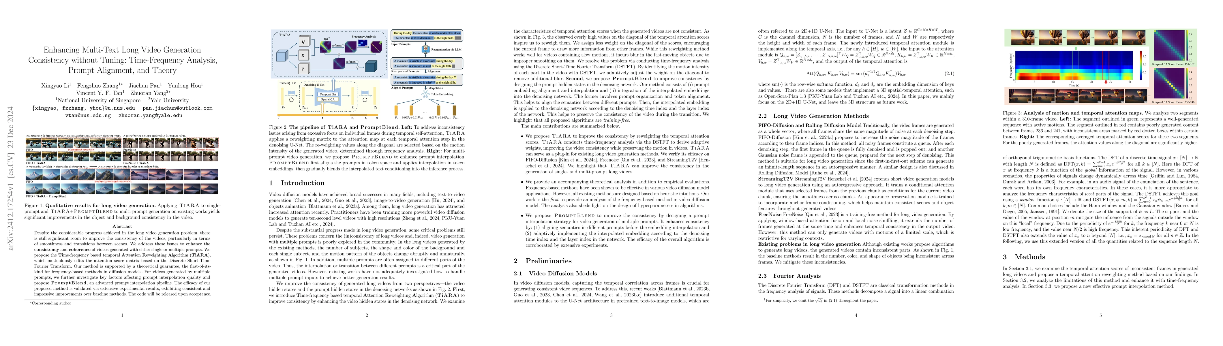 Thumbnail for Enhancing Multi-Text Long Video Generation Consistency without Tuning:
  Time-Frequency Analysis, Prompt Alignment, and Theory
