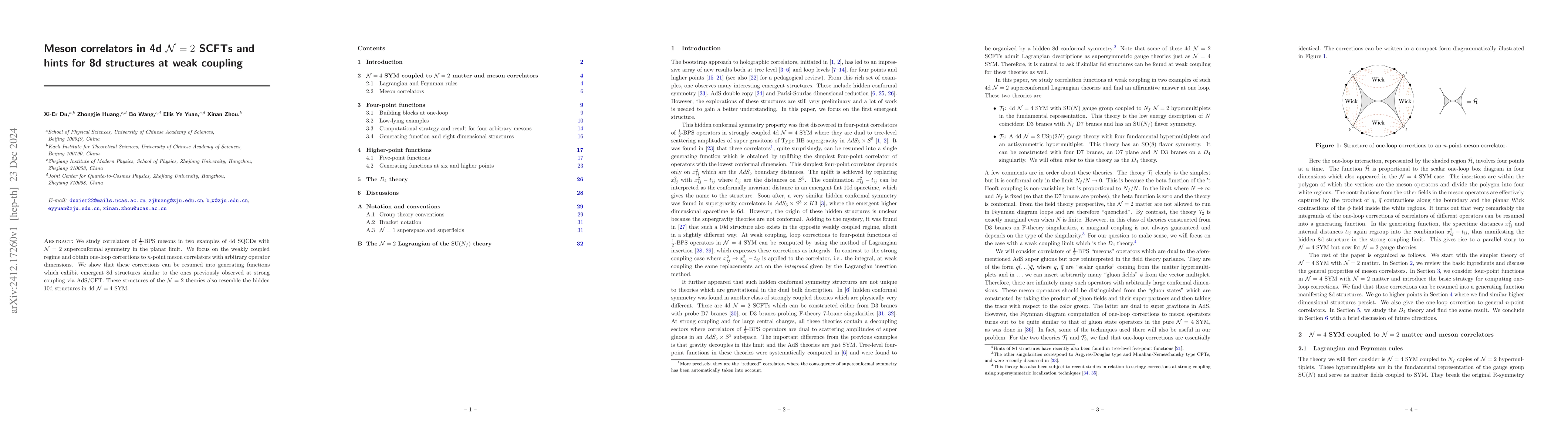 Thumbnail for Meson correlators in 4d $\mathcal{N}=2$ SCFTs and hints for 8d
  structures at weak coupling