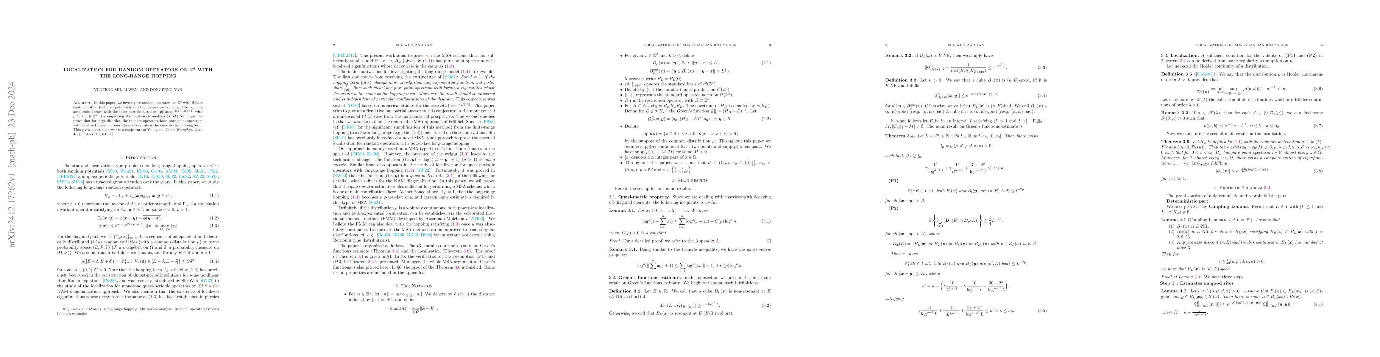 Thumbnail for Localization for random operators on $\mathbb{Z}^d$ with the long-range
  hopping