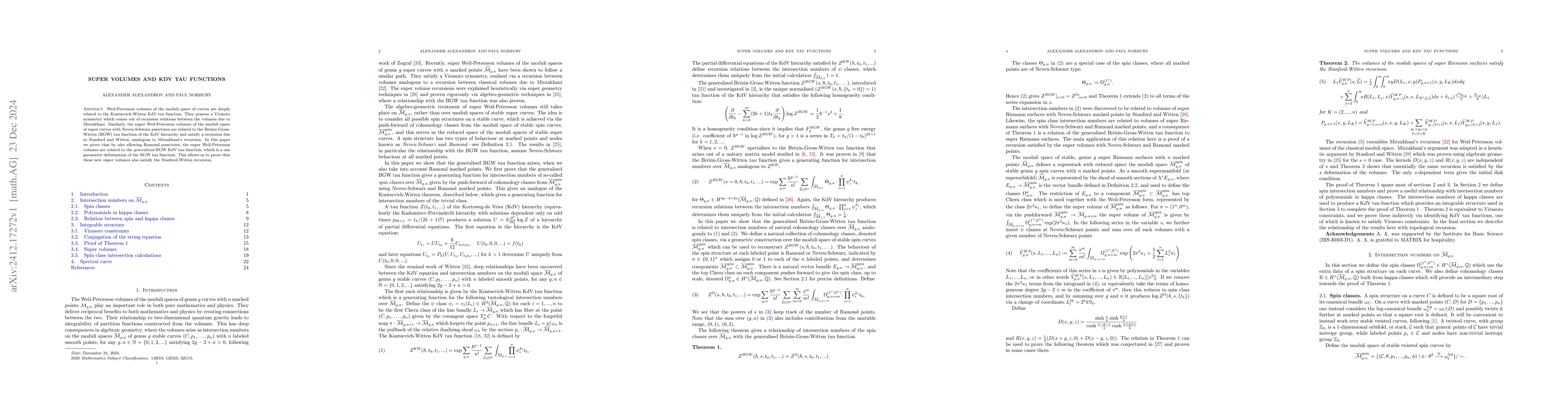 Thumbnail for Super volumes and KdV tau functions