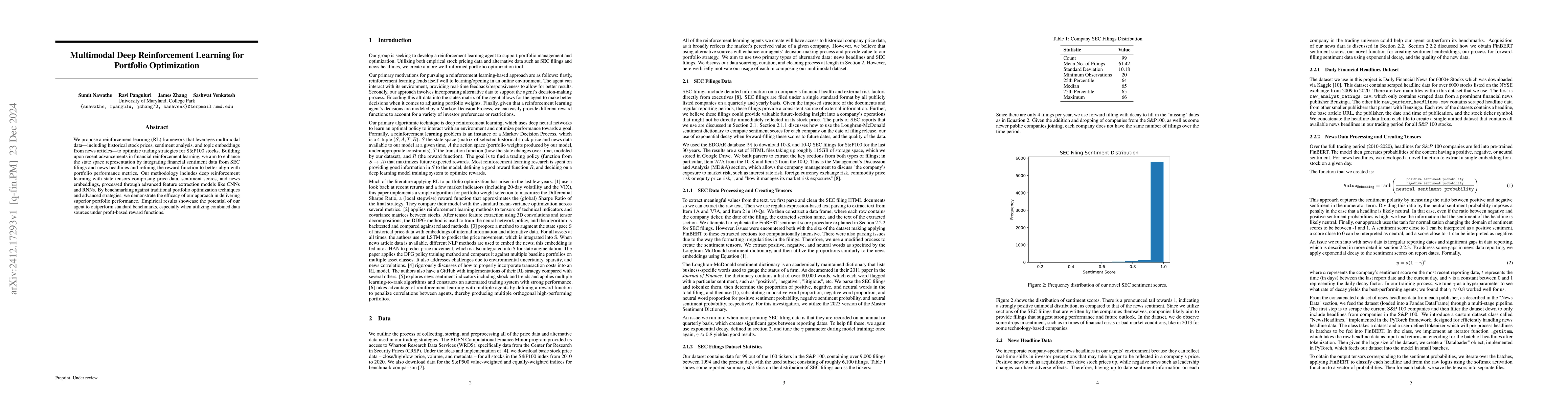 Thumbnail for Multimodal Deep Reinforcement Learning for Portfolio Optimization