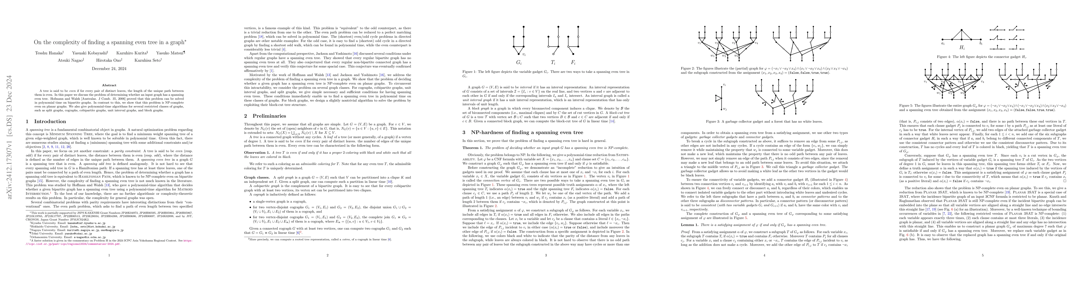 Thumbnail for On the complexity of finding a spanning even tree in a graph