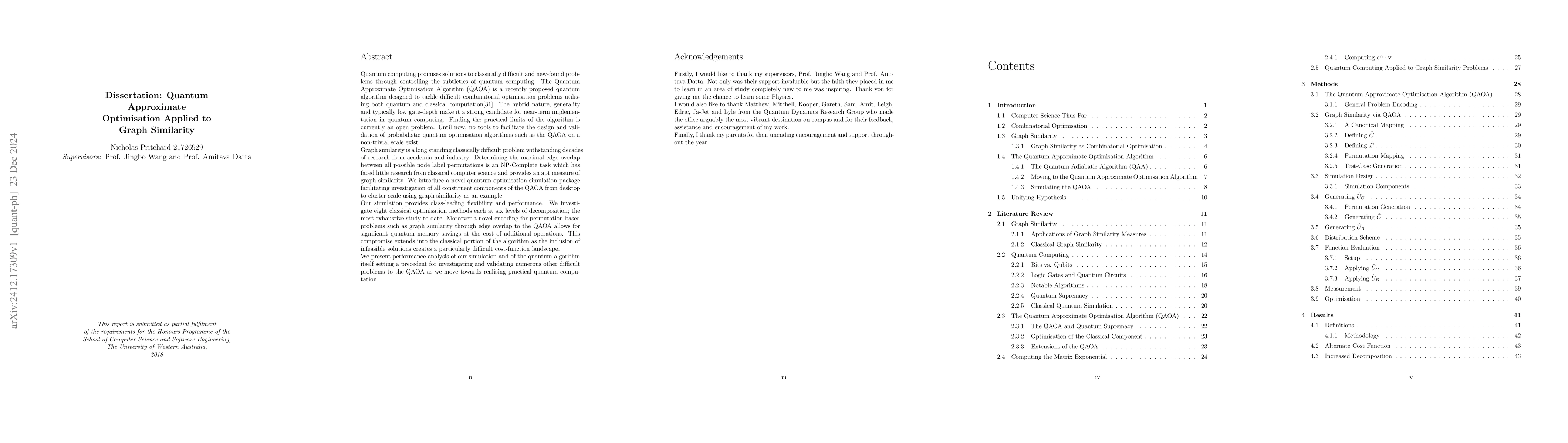 Thumbnail for Quantum Approximate Optimisation Applied to Graph Similarity