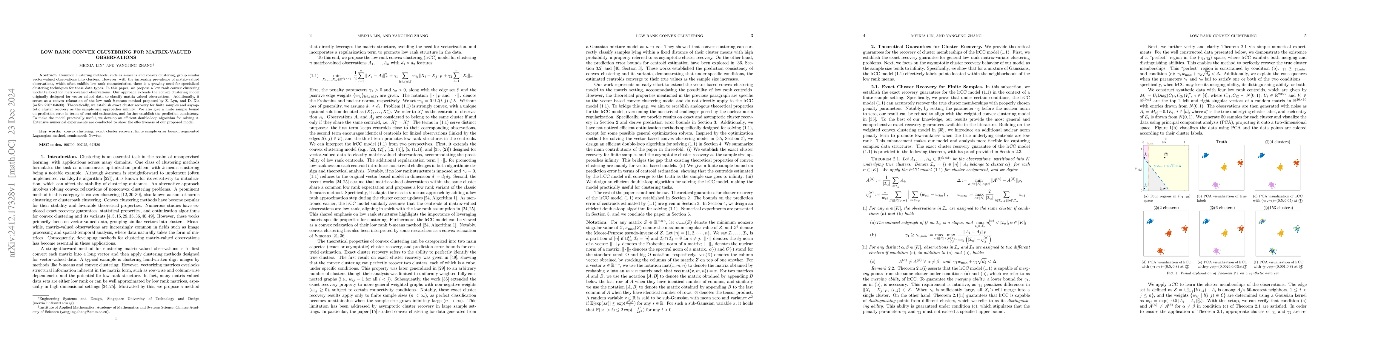 Thumbnail for Low Rank Convex Clustering For Matrix-Valued Observations