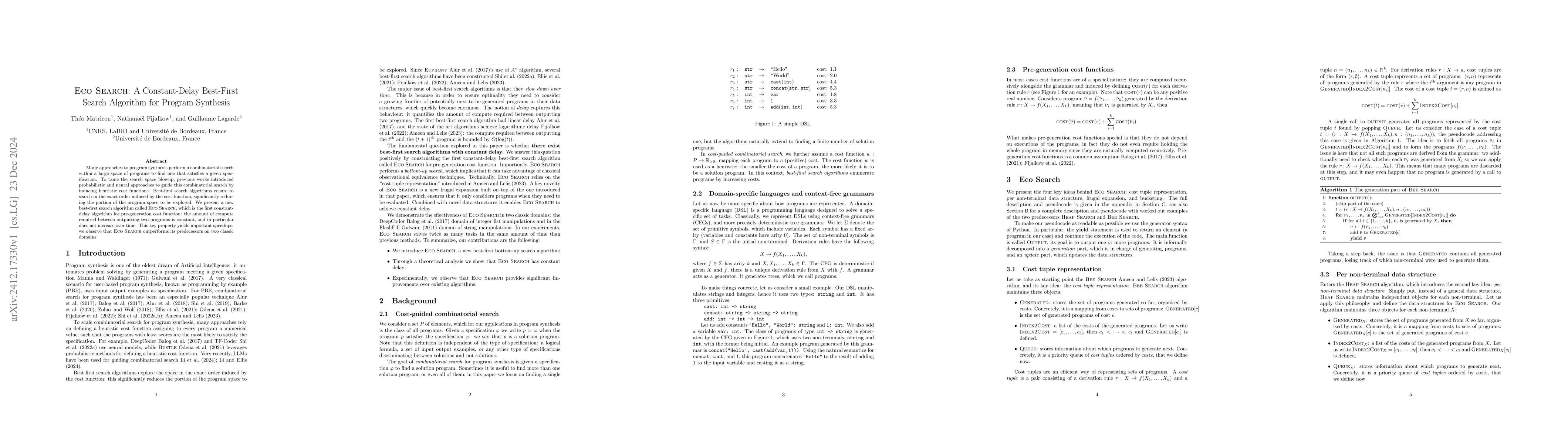 Thumbnail for EcoSearch: A Constant-Delay Best-First Search Algorithm for Program
  Synthesis