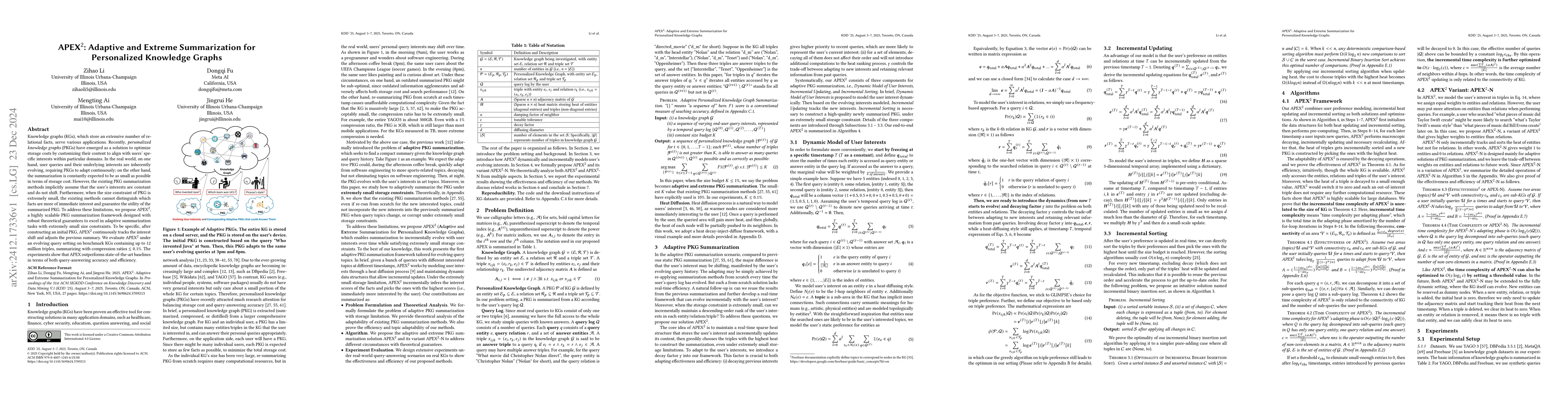 Thumbnail for APEX$^2$: Adaptive and Extreme Summarization for Personalized Knowledge
  Graphs