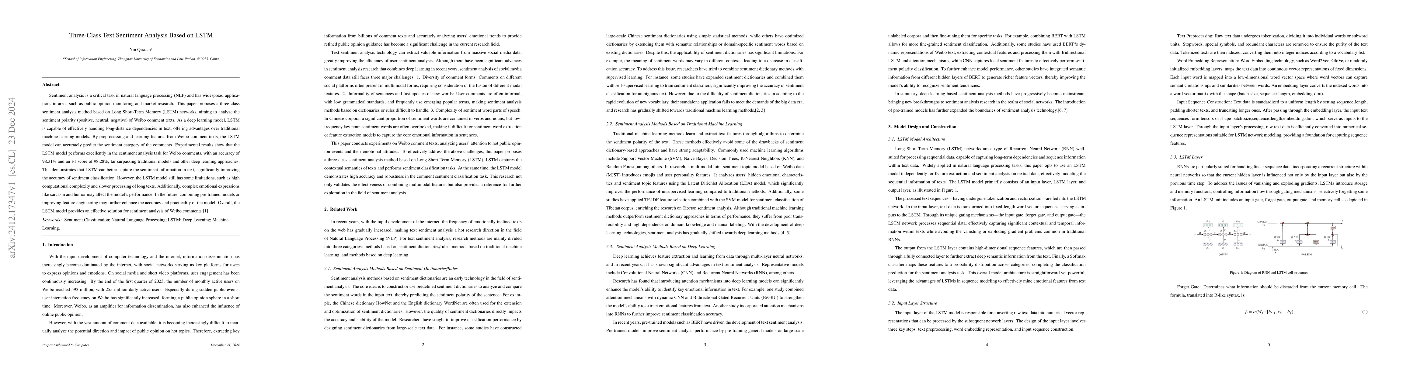 Thumbnail for Three-Class Text Sentiment Analysis Based on LSTM