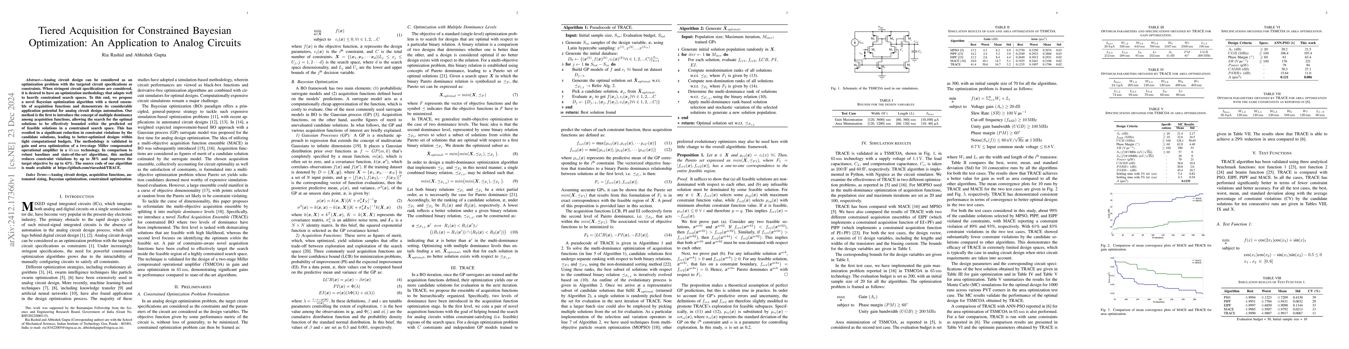 Thumbnail for Tiered Acquisition for Constrained Bayesian Optimization: An Application
  to Analog Circuits