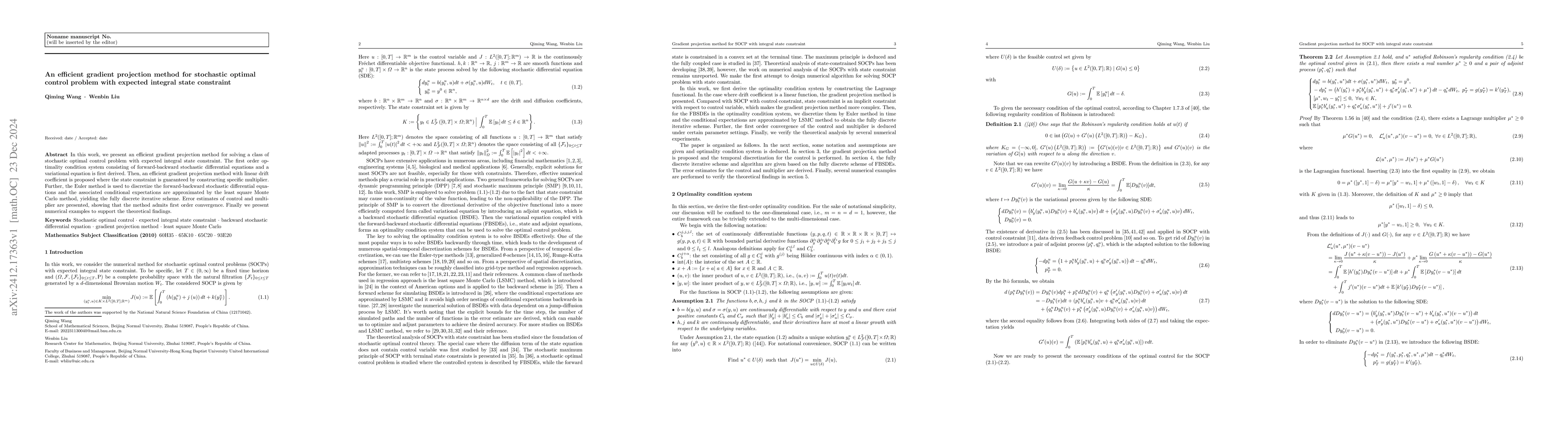 Thumbnail for An efficient gradient projection method for stochastic optimal control
  problem with expected integral state constraint