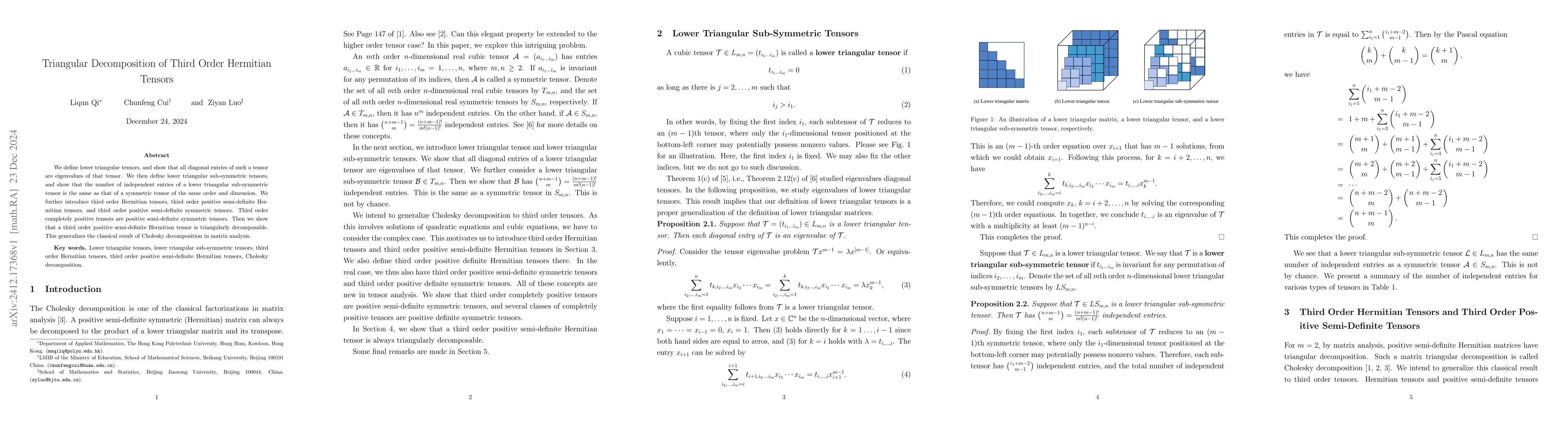 Thumbnail for Triangular Decomposition of Third Order Hermitian Tensors