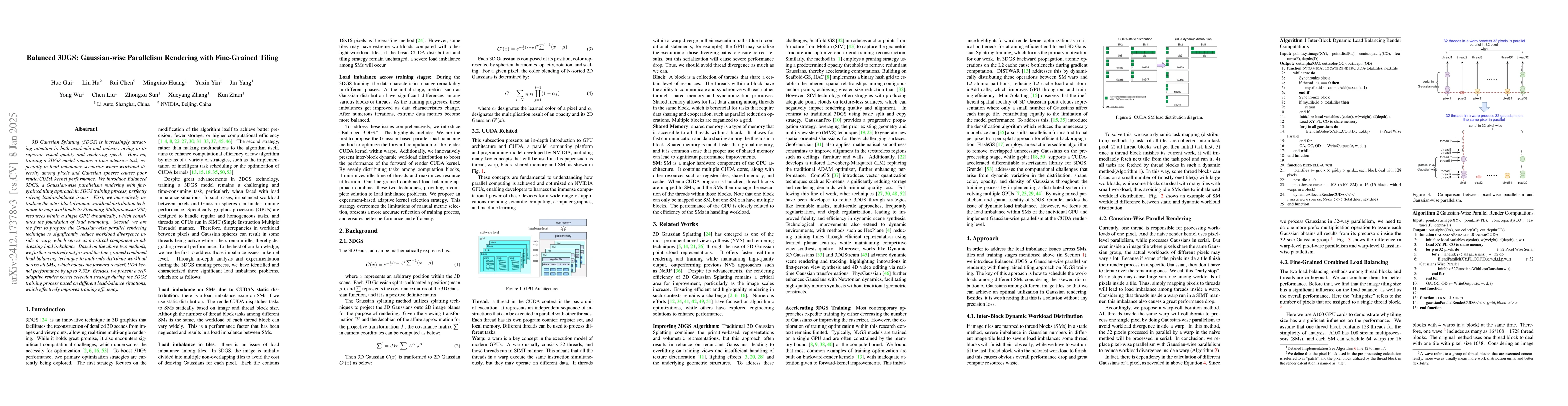 Thumbnail for Balanced 3DGS: Gaussian-wise Parallelism Rendering with Fine-Grained
  Tiling