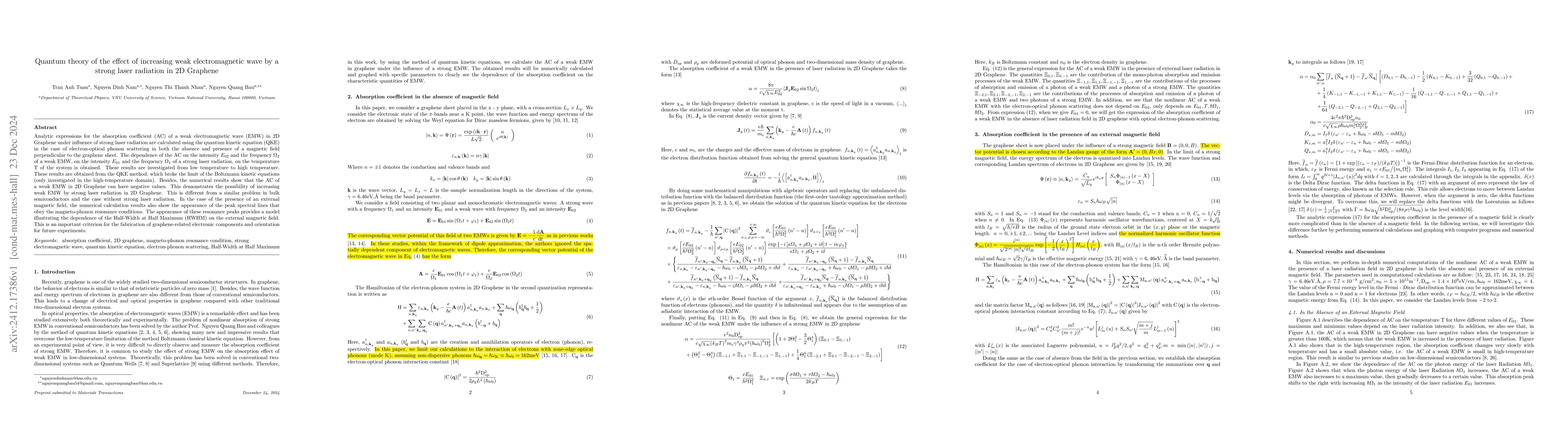 Thumbnail for Quantum theory of the effect of increasing weak electromagnetic wave by
  a strong laser radiation in 2D Graphene