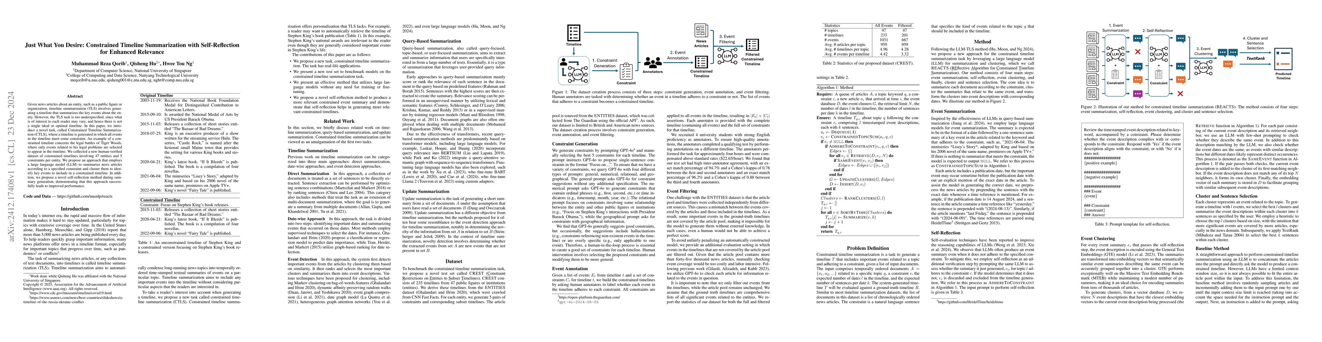 Thumbnail for Just What You Desire: Constrained Timeline Summarization with
  Self-Reflection for Enhanced Relevance