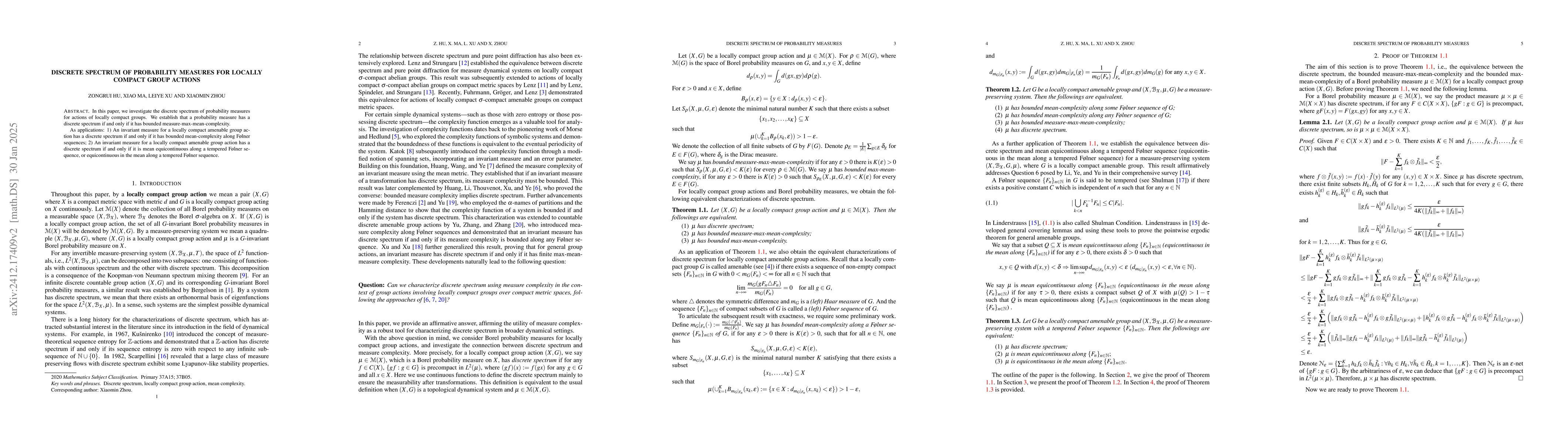Thumbnail for Discrete spectrum of probability measures for locally compact group
  actions