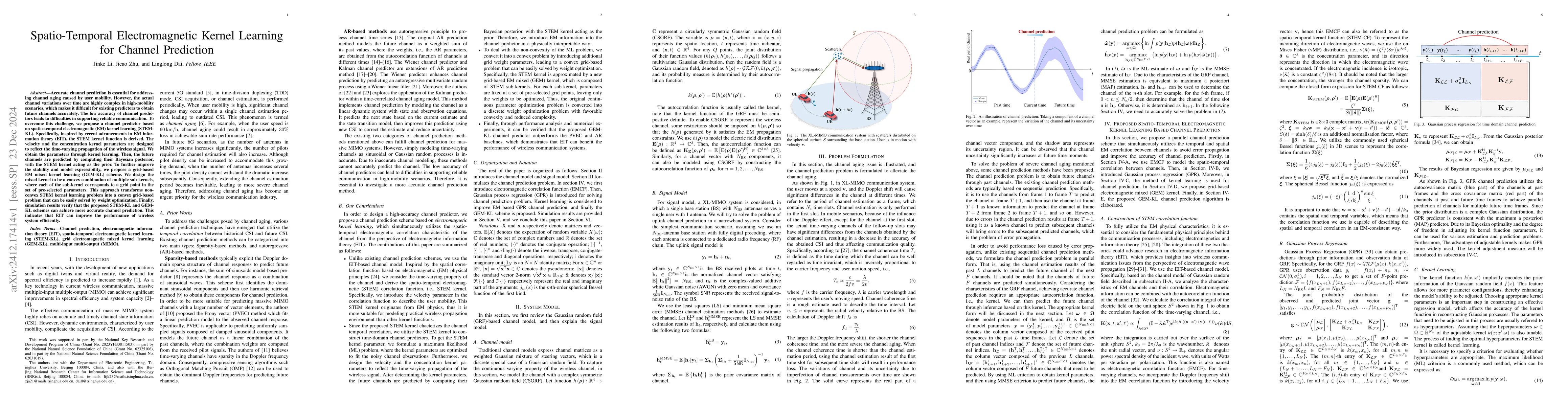 Thumbnail for Spatio-Temporal Electromagnetic Kernel Learning for Channel Prediction