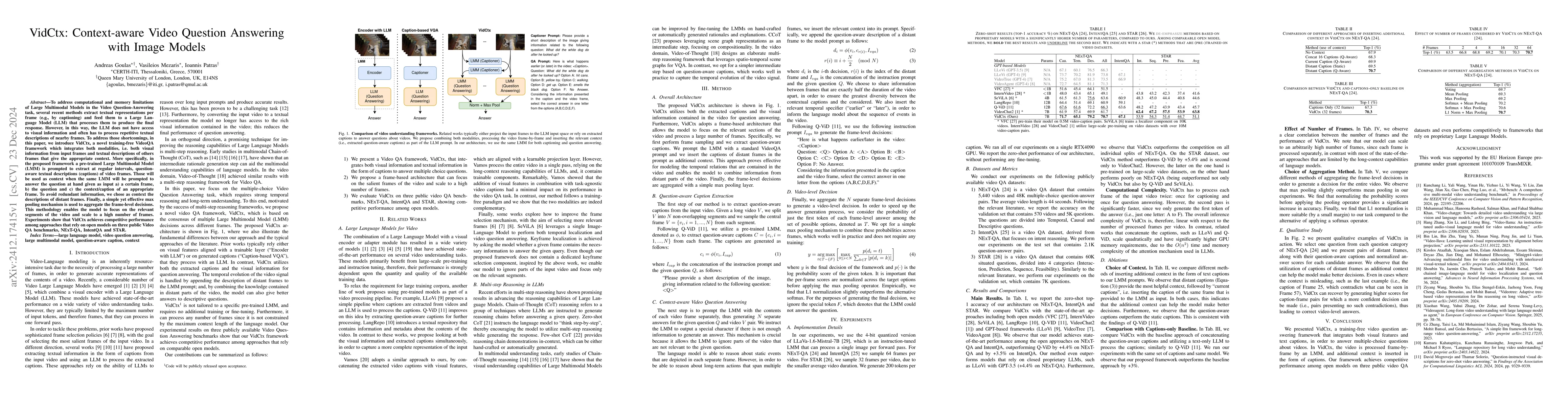 Thumbnail for VidCtx: Context-aware Video Question Answering with Image Models