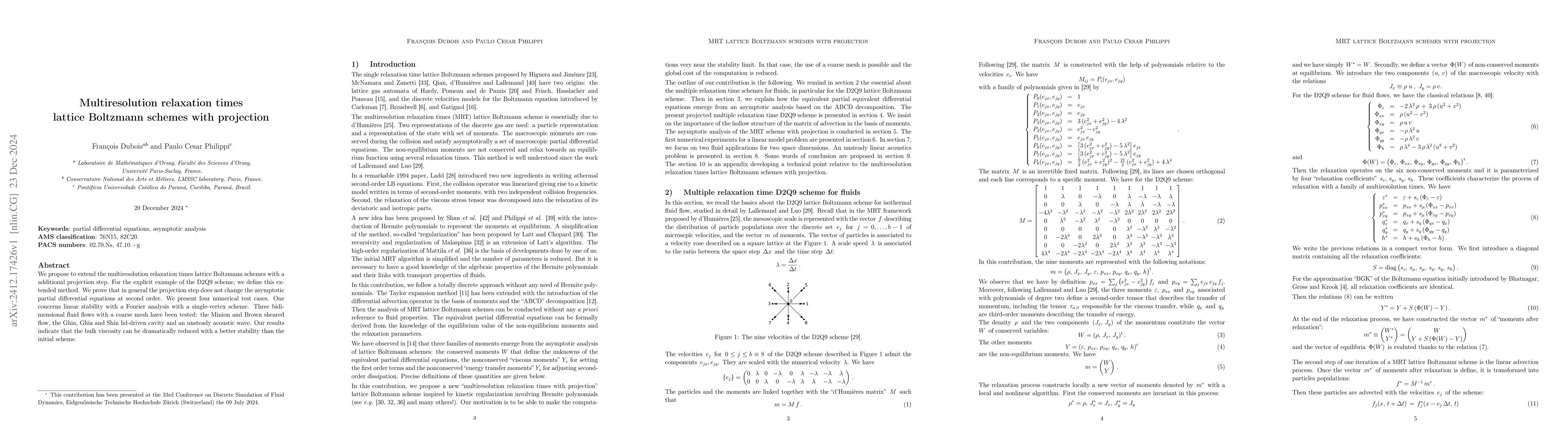 Thumbnail for Multiresolution relaxation times lattice Boltzmann schemes with
  projection