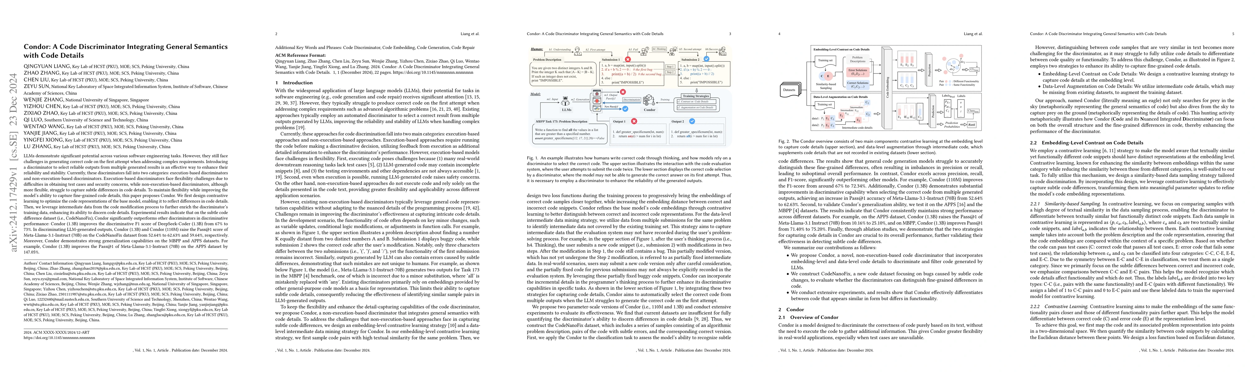 Thumbnail for Condor: A Code Discriminator Integrating General Semantics with Code
  Details