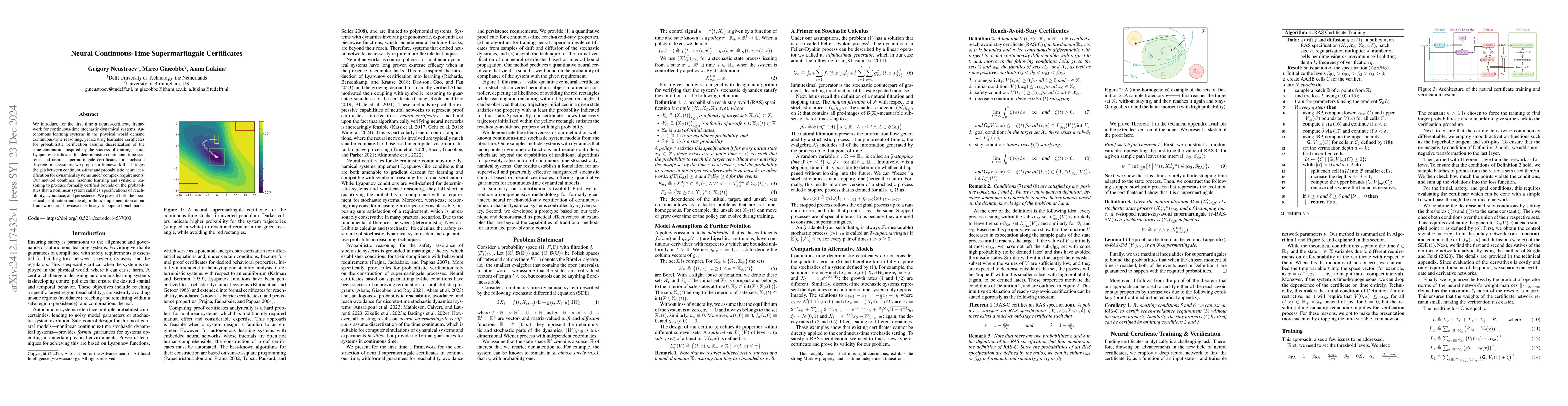 Thumbnail for Neural Continuous-Time Supermartingale Certificates