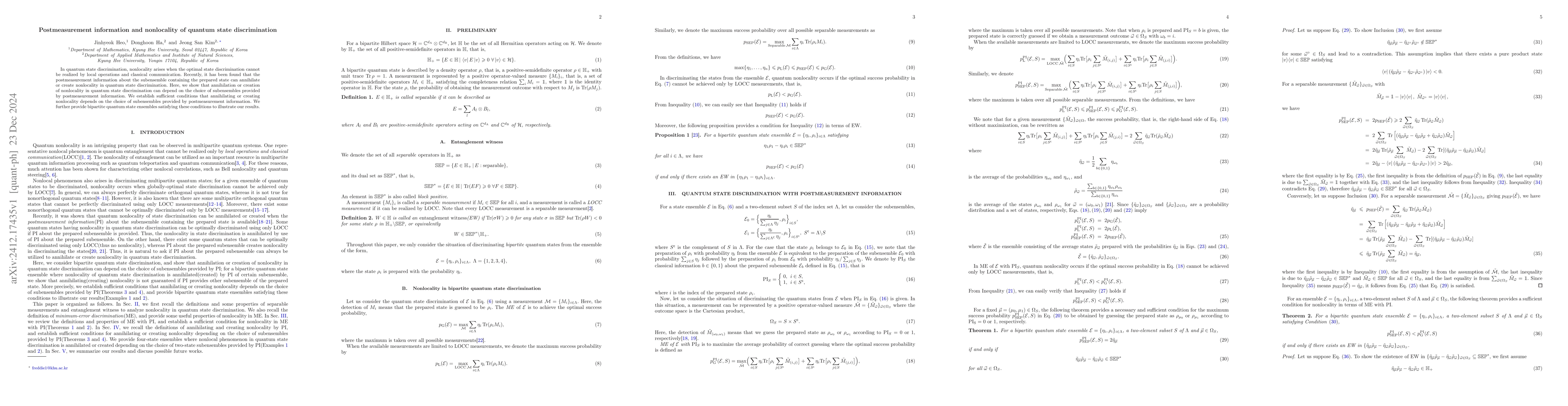 Thumbnail for Postmeasurement information and nonlocality of quantum state
  discrimination
