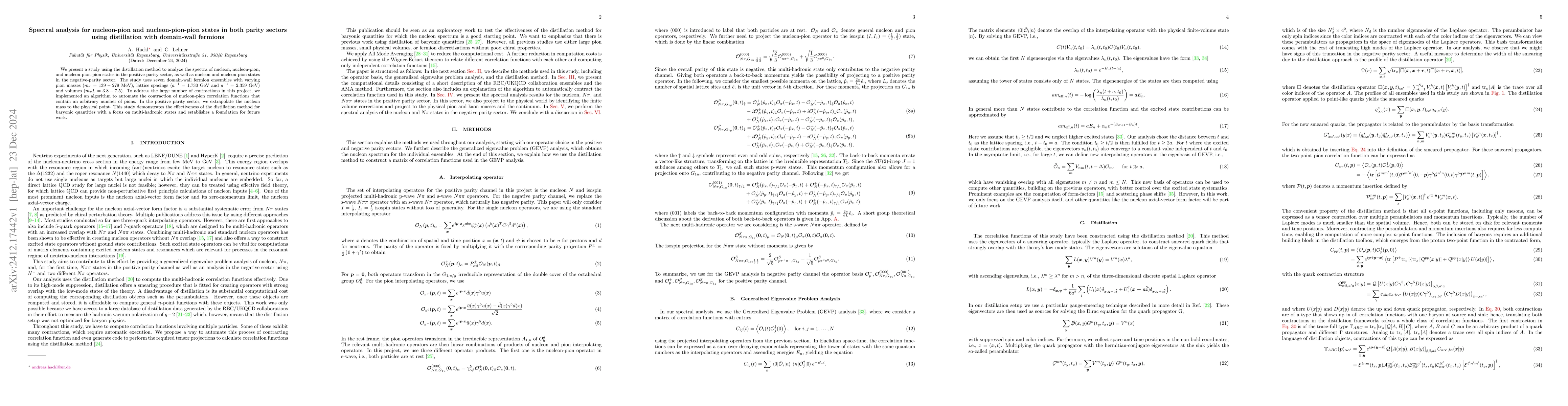Thumbnail for Spectral analysis for nucleon-pion and nucleon-pion-pion states in both
  parity sectors using distillation with domain-wall fermions
