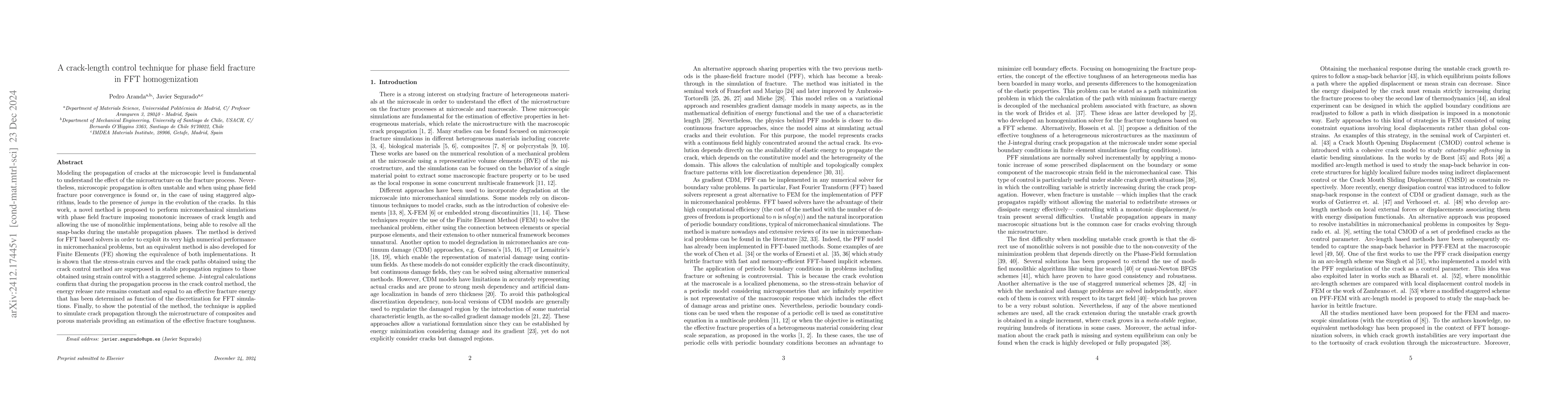 Thumbnail for A crack-length control technique for phase field fracture in FFT
  homogenization