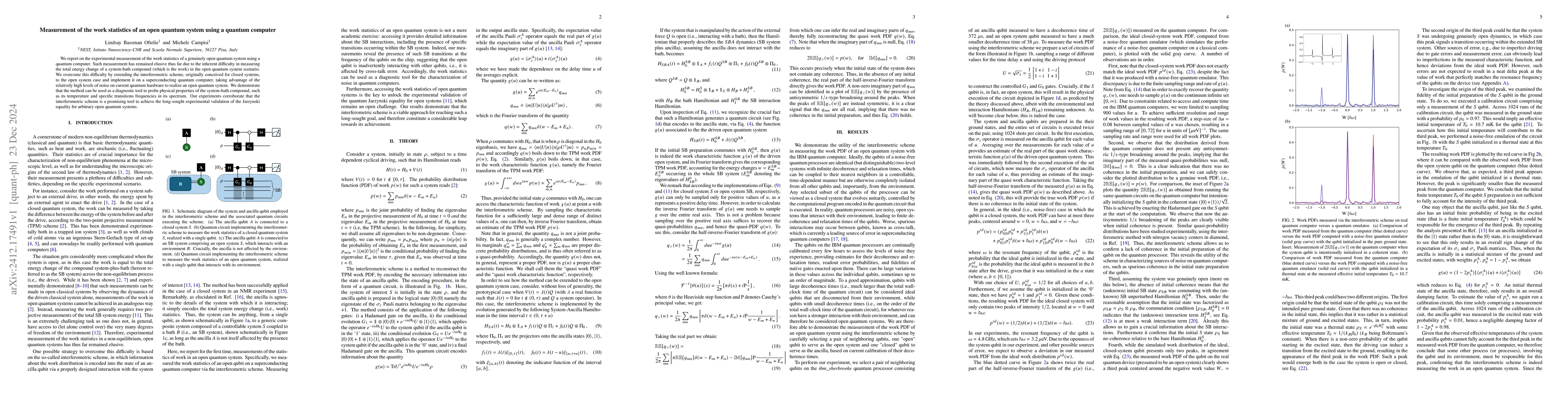 Thumbnail for Measurement of the work statistics of an open quantum system using a
  quantum computer