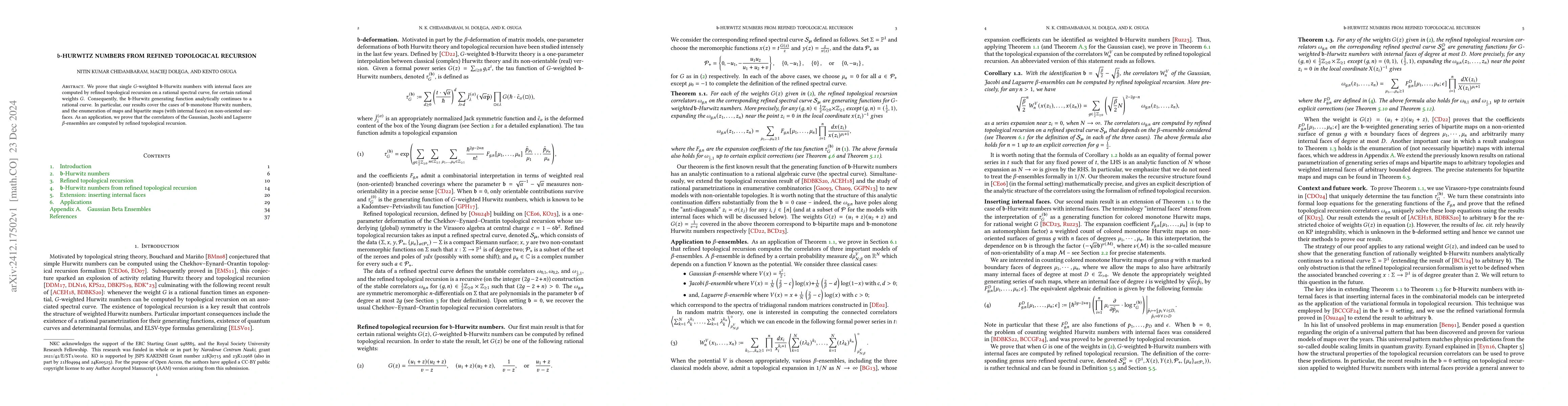 Thumbnail for $\mathfrak{b}$-Hurwitz numbers from refined topological recursion