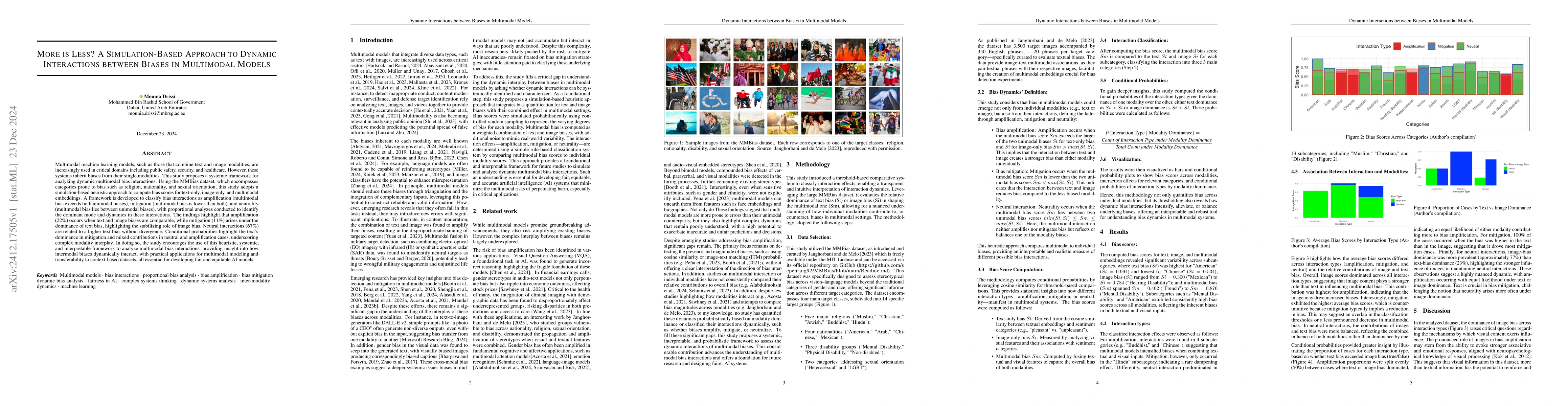 Thumbnail for More is Less? A Simulation-Based Approach to Dynamic Interactions
  between Biases in Multimodal Models