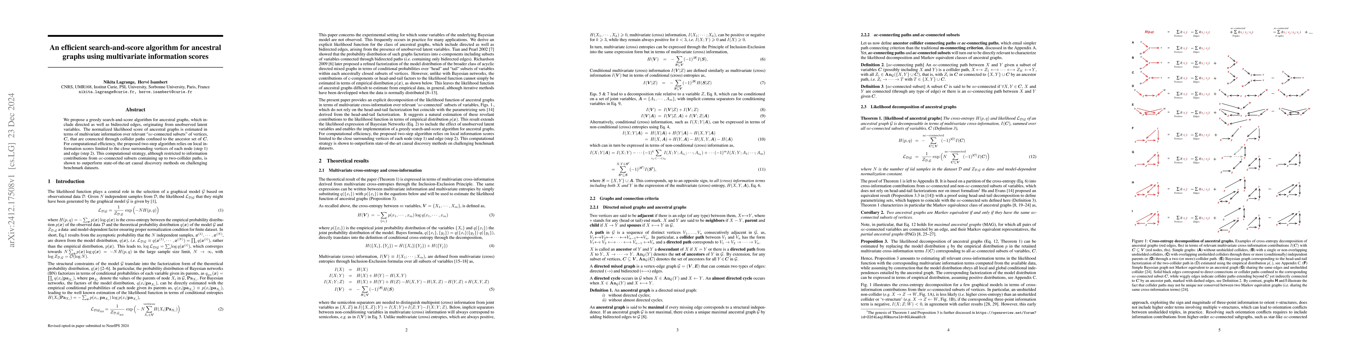 Thumbnail for An efficient search-and-score algorithm for ancestral graphs using
  multivariate information scores