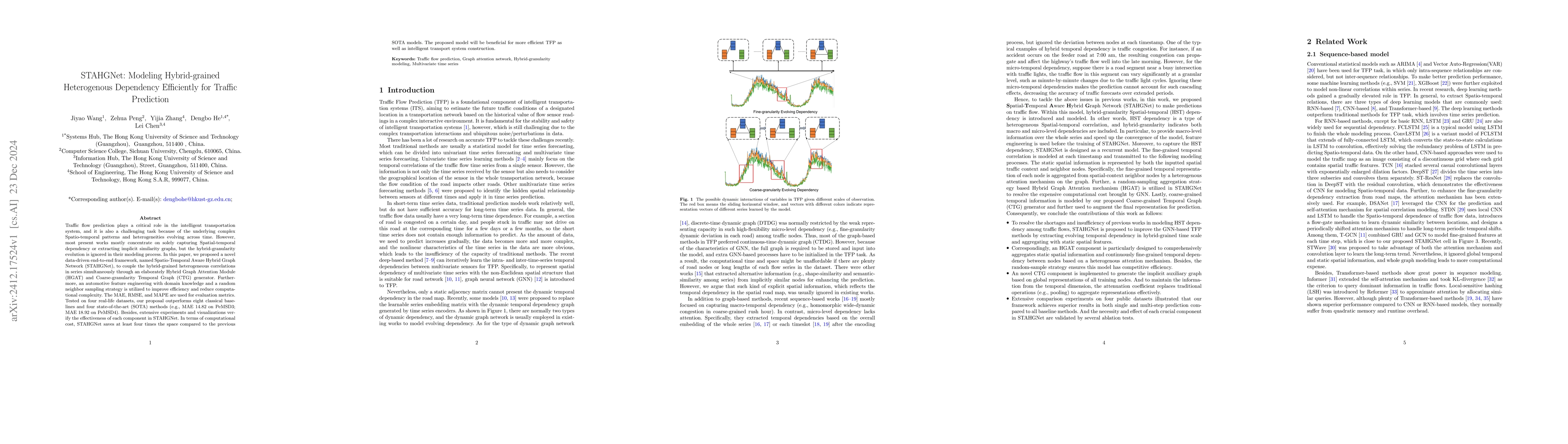 Thumbnail for STAHGNet: Modeling Hybrid-grained Heterogenous Dependency Efficiently
  for Traffic Prediction