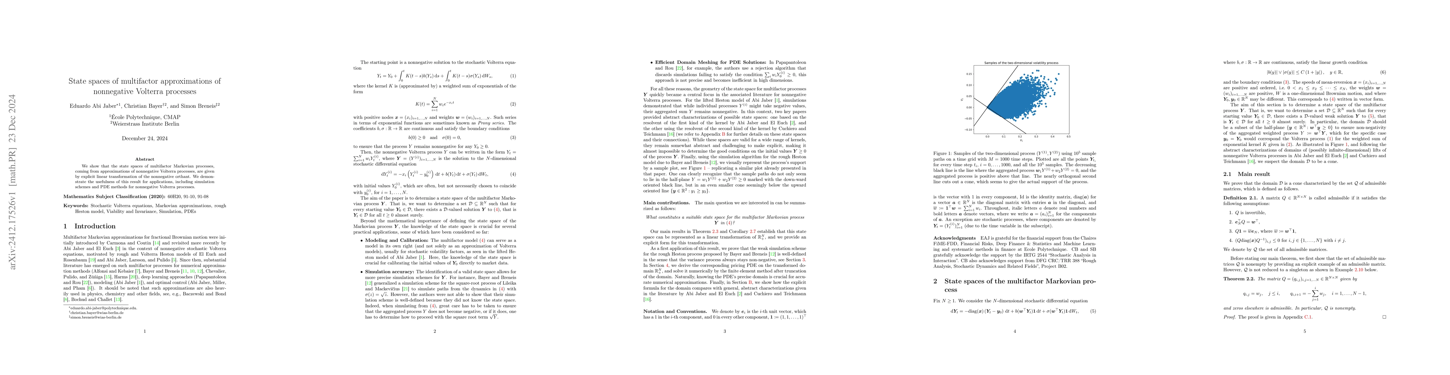 Thumbnail for State spaces of multifactor approximations of nonnegative Volterra
  processes