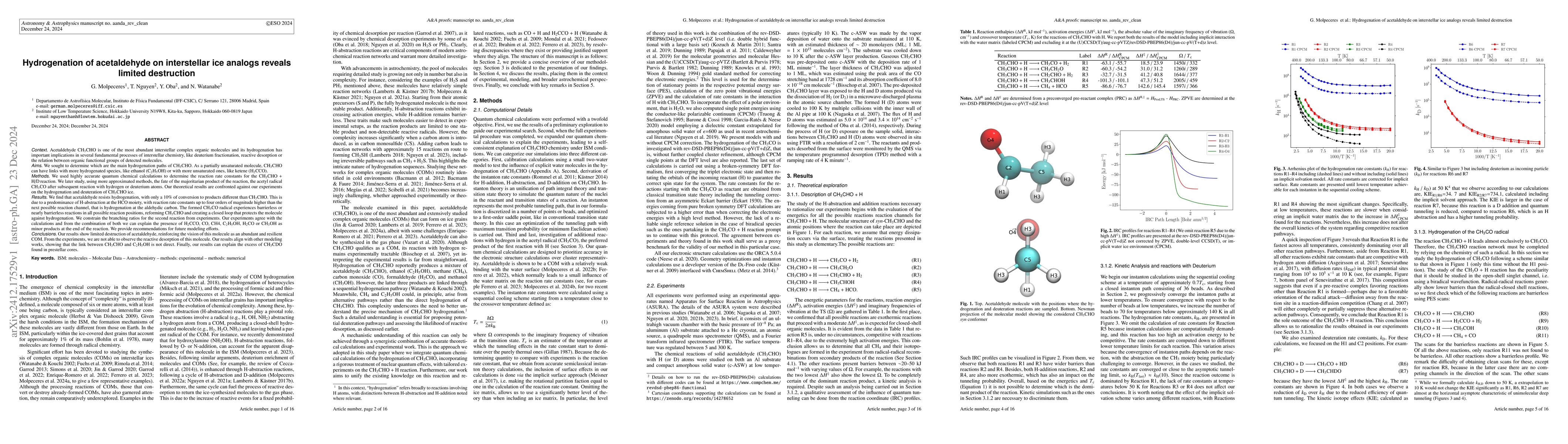 Thumbnail for Hydrogenation of acetaldehyde on interstellar ice analogs reveals
  limited destruction
