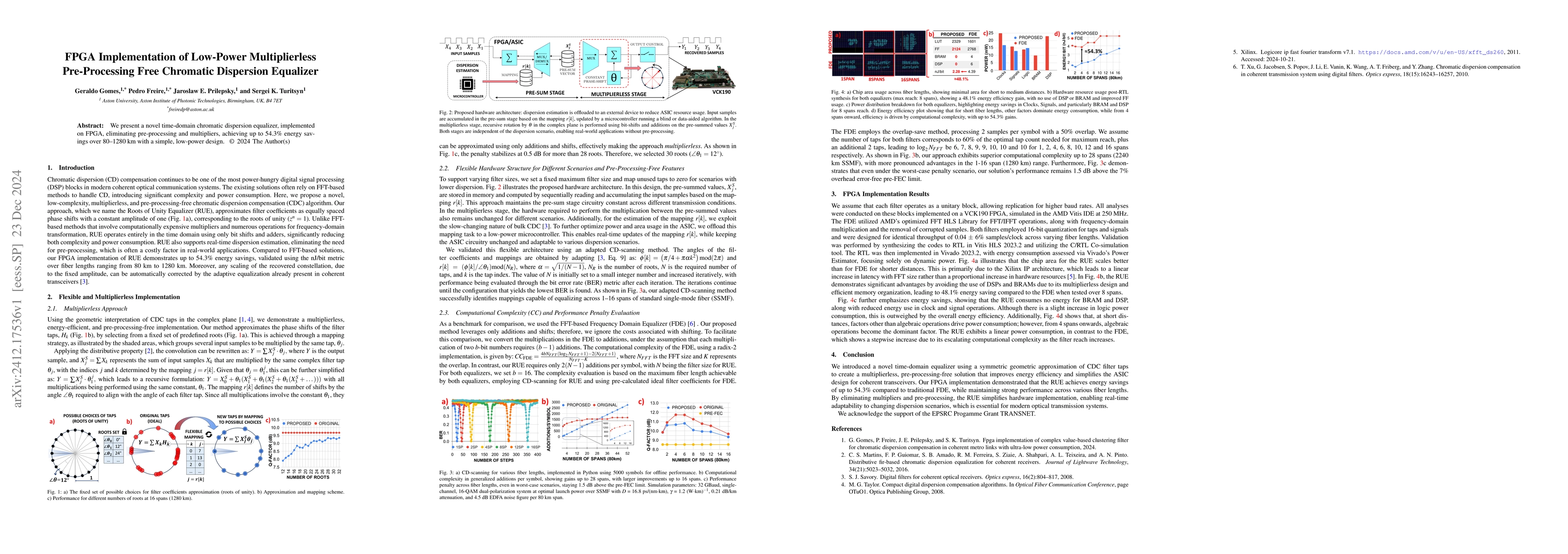 Thumbnail for FPGA Implementation of Low-Power Multiplierless Pre-Processing Free
  Chromatic Dispersion Equalizer