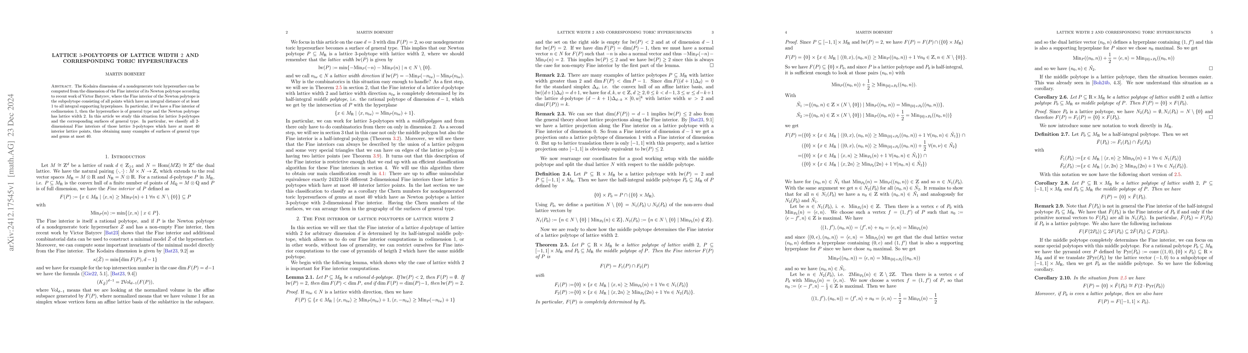 Thumbnail for Lattice 3-polytopes of lattice width 2 and corresponding toric
  hypersurfaces