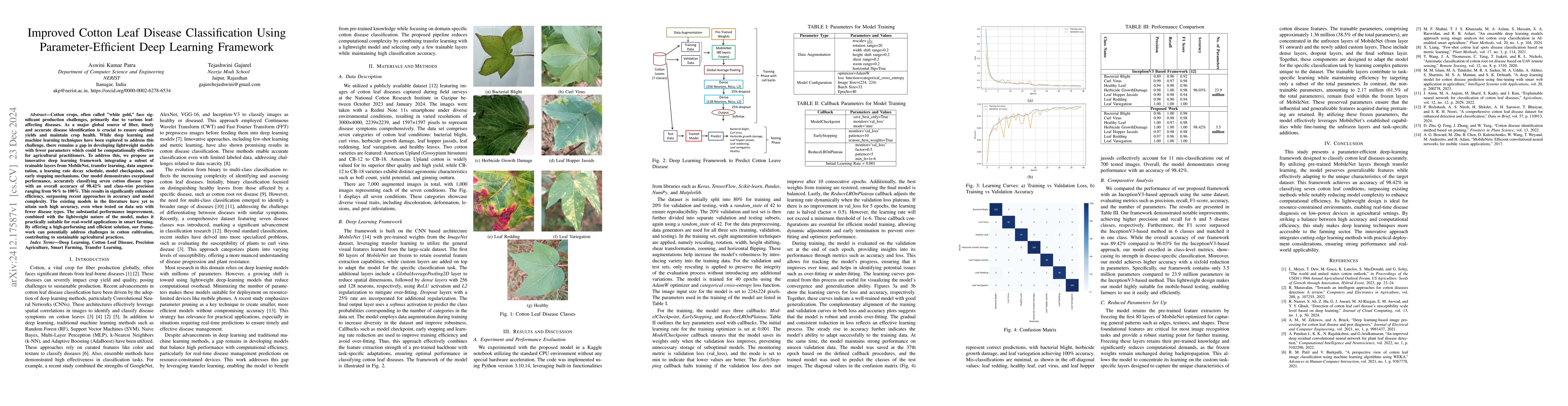 Thumbnail for Improved Cotton Leaf Disease Classification Using Parameter-Efficient
  Deep Learning Framework